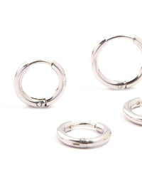 Waterproof Stainless Steel Medium Hoop Earrings 2-Pack - link has visual effect only