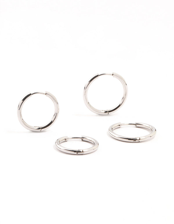 Waterproof Stainless Steel Mini Hoop Earrings 2-Pack