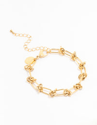 Waterproof Gold Plated Stainless Steel Knotted Chain Bracelet - link has visual effect only