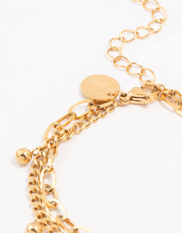 Waterproof Gold Plated Stainless Steel Cross Charm Bracelet - link has visual effect only