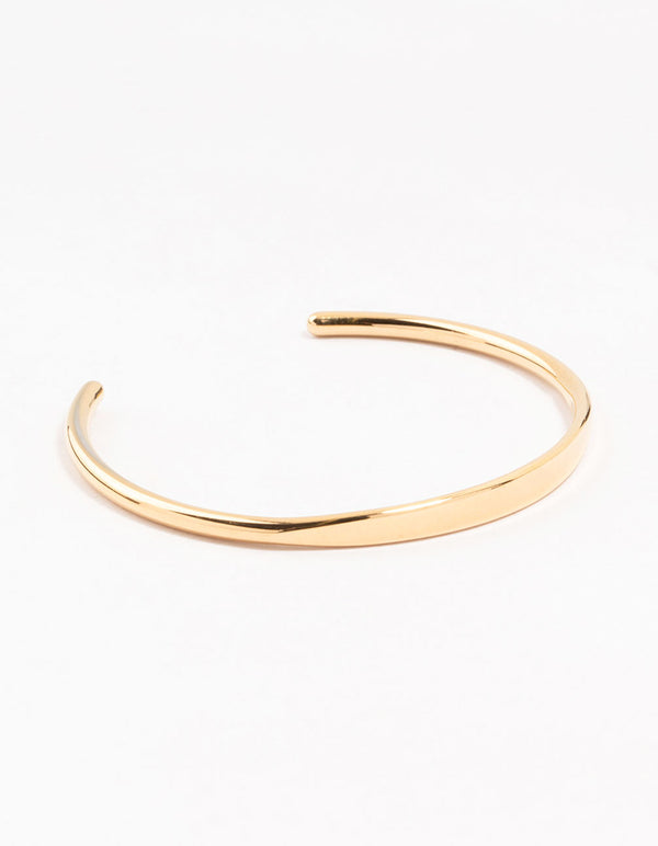 Waterproof Gold Plated Stainless Steel Slim Wrist Cuff Bangle