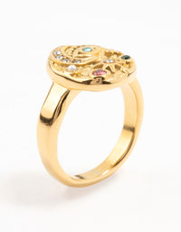 Waterproof Gold Plated Stainless Steel Celestial Cocktail Ring - link has visual effect only