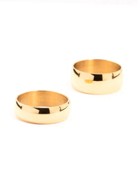 Waterproof Gold Plated Stainless Steel Stacking Rings 2-Pack - link has visual effect only