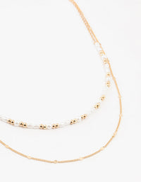 Gold Beaded Tab Chain Layered Necklace - link has visual effect only