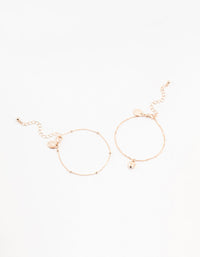 Rose Gold Twisted Puffy Heart Bracelets 2-Pack - link has visual effect only