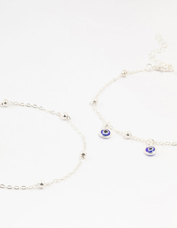 Silver Evil Eye Anklets 2 Pack Lovisa