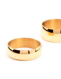 Waterproof Gold Plated Stainless Steel Stacking Rings 2-Pack - link has visual effect only