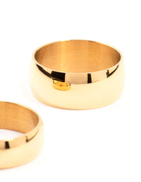 Waterproof Gold Plated Stainless Steel Stacking Rings 2-Pack - link has visual effect only