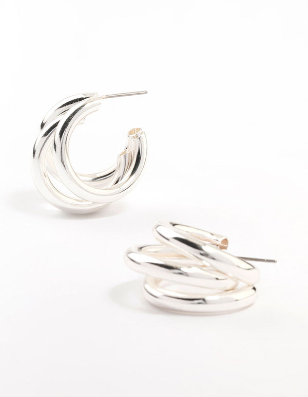 Silver Plated Illusion Hoop Earrings