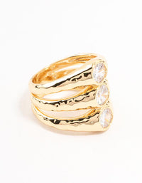 Gold Plated Textured Layered Cubic Zirconia Ring - link has visual effect only