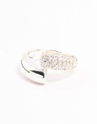 Silver Plated Pave Wrapped Cubic Zirconia Ring - link has visual effect only