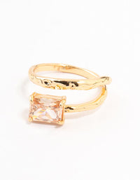 Gold Plated Rectangular Fine Wrapped Ring - link has visual effect only