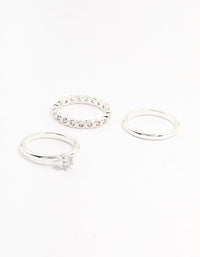 Silver Plated Fine Round Cubic Zirconia Stacking Rings 3-Pack - link has visual effect only