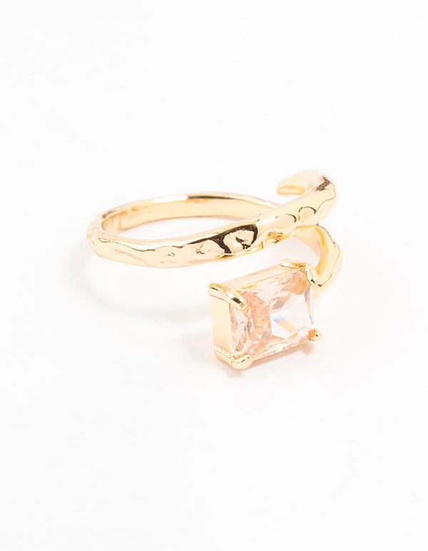 Gold Plated Rectangular Fine Wrapped Ring