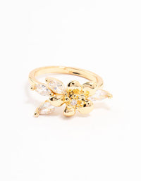 Gold Plated Fine Flower Cubic Zirconia Ring - link has visual effect only