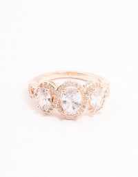 Rose Gold Trio Oval Cubic Zirconia Ring - link has visual effect only