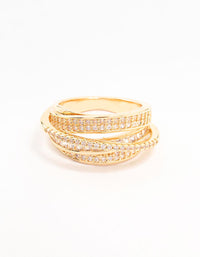 Gold Plated Layered Wrapped Cubic Zirconia Band Ring - link has visual effect only