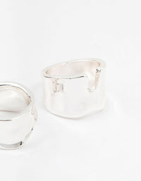 Silver Plated Molten Large Rings 2-Pack - link has visual effect only