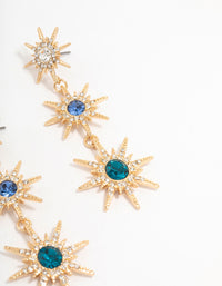 Gold Blue & Silver Cluster Stone Set Star Drop Earrings - link has visual effect only