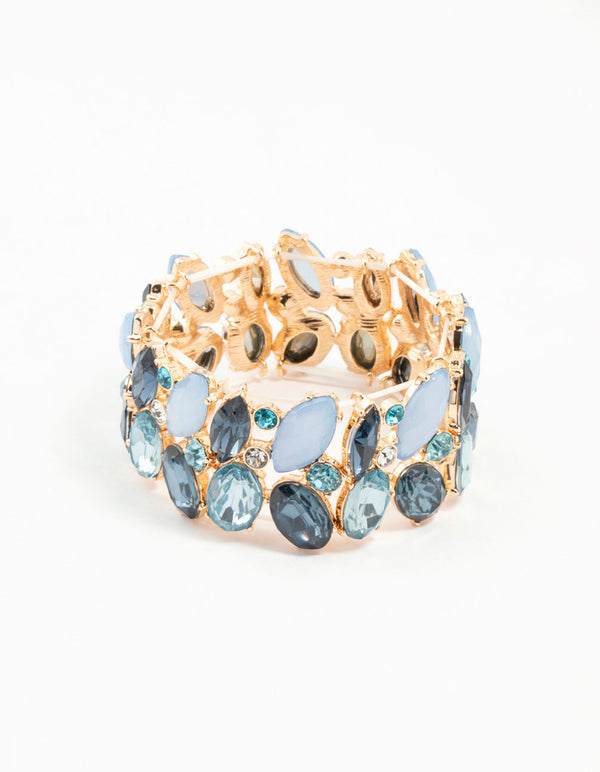 Gold Blue Cluster Bracelet