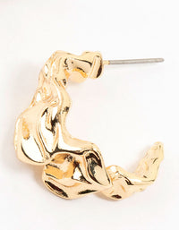 Gold Plated Molten Mini Hoop Earrings - link has visual effect only