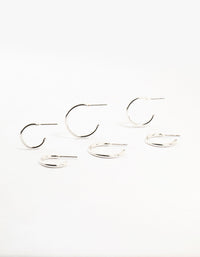 Silver Plated Thin Hoop Earrings 3-Pack - link has visual effect only