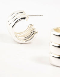 Silver Plated Wide Ribbed Barrel Stud Earrings - link has visual effect only