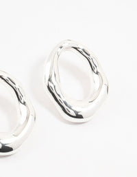 Silver Plated Molten Open Circle Stud Earrings - link has visual effect only