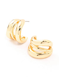 Gold Plated Open Wavy Stud Earrings - link has visual effect only