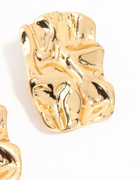 Gold Plated Molten Rectangle Stud Earrings - link has visual effect only