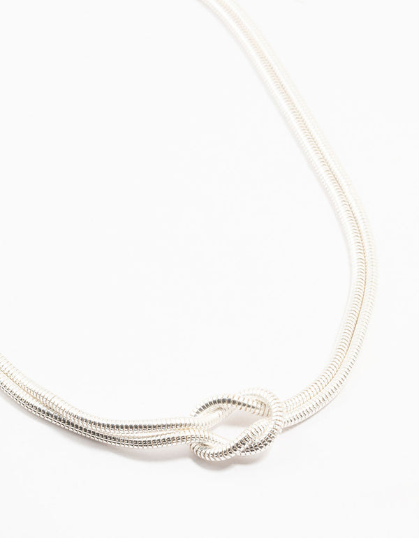 Silver Plated Double Chain Knotted Necklace