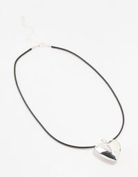 Silver Plated Heart Cord Necklace - link has visual effect only