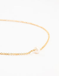 Gold Plated Pearl Curb Anklets 2-Pack - link has visual effect only