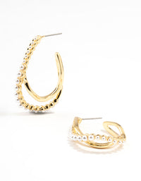 Gold Plated Pearl Weave Hoop Earrings - link has visual effect only