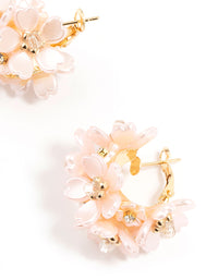 Gold Plated Flower Cluster Hoop Earrings - link has visual effect only