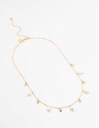 Gold Plated Alternating Pearl & Cubic Zirconia Station Necklace - link has visual effect only