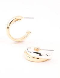 Mixed Metals Double Overlap Hoop Earrings - link has visual effect only