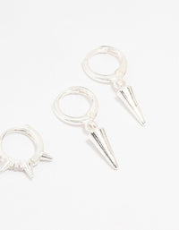 Silver  Diamante Spikey Earrings 3-Pack - link has visual effect only