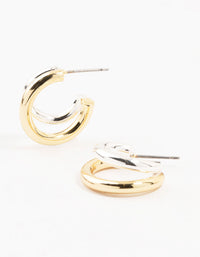 Mixed Metals Graduating Hoop Earrings - link has visual effect only