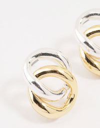 Mixed Metals Circle Stud Earrings - link has visual effect only