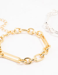 Mixed Metals Chain Bracelets 2-Pack - link has visual effect only