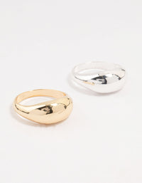 Mixed Metals Chunky Rings 2-Pack - link has visual effect only