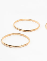 Gold Fine Ribbed Bangles 3-Pack - link has visual effect only