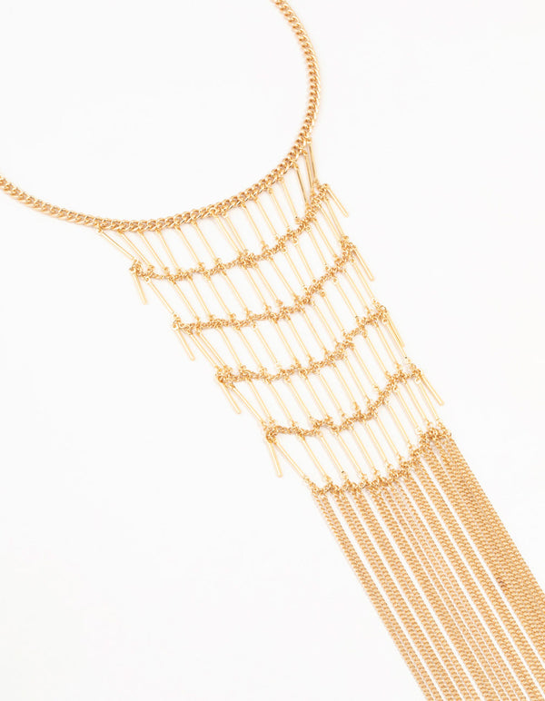 Gold Multirow Statement Necklace