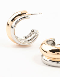 Mixed Metals Gold & Silver Small Ridged Hoop Earrings - link has visual effect only