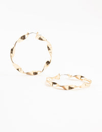 Gold Skinny Twisted Hoop Earrings - link has visual effect only