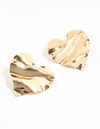 Molten Gold Heart Stud Earrings - link has visual effect only