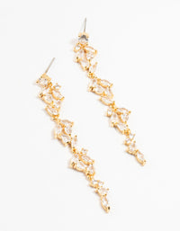 Gold Plated Cascading Pear & Marquise Cubic Zirconia Earrings - link has visual effect only