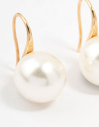 Gold Plated Medium Pearl Hook Earrings - link has visual effect only