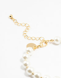 Gold Plated Alternating Medium Pearl & Ball Bracelet - link has visual effect only